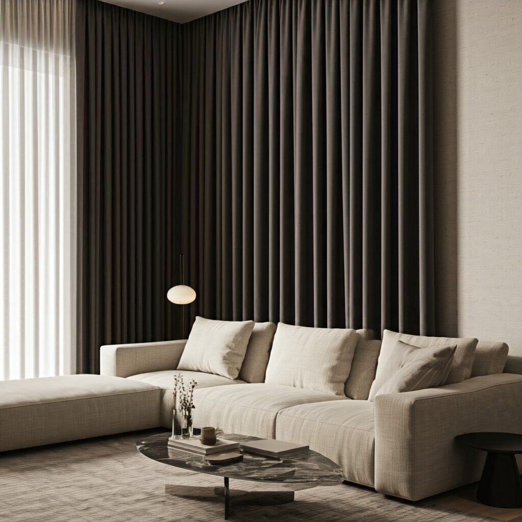 black living room curtain ideas