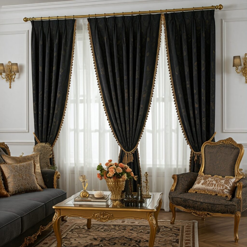 black living room curtain ideas