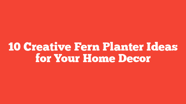 10 Creative Fern Planter Ideas for Your Home Decor