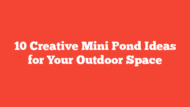 10 Creative Mini Pond Ideas for Your Outdoor Space